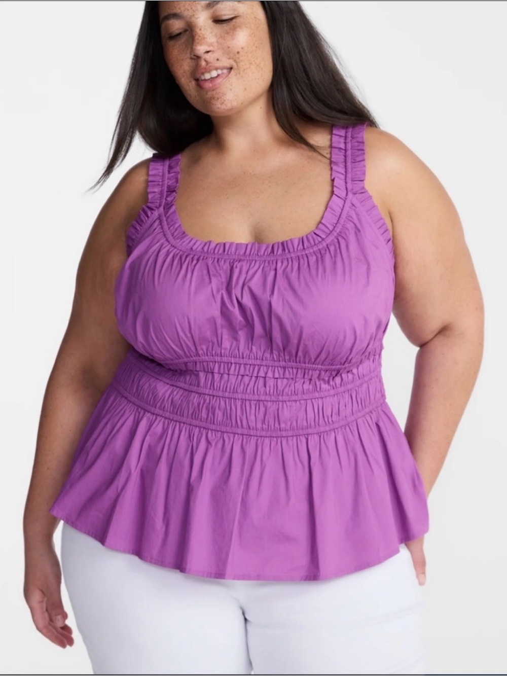 Tank Top Smocked Peplum cotton by Terra & Sky 3x
